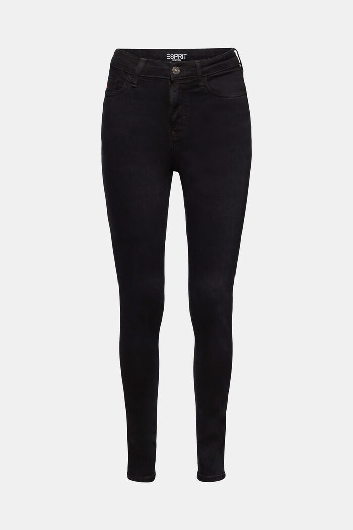 Skinny jeans med høj talje, BLACK DARK WASHED, detail image number 7