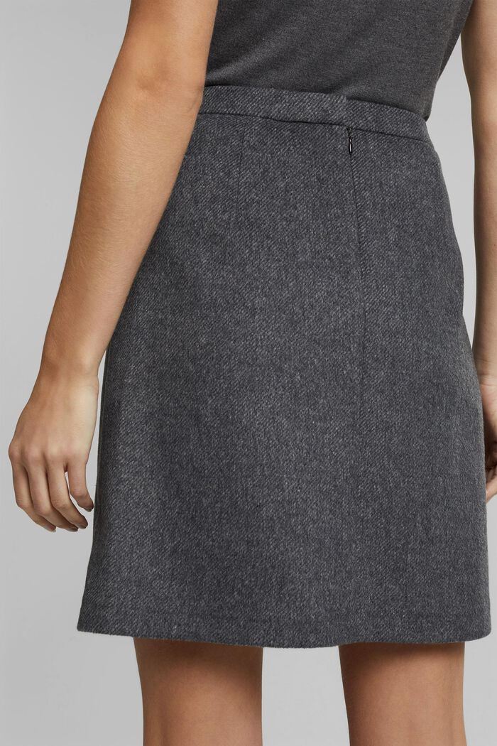 Med uld: elegant, A-formet nederdel, DARK GREY, detail image number 5