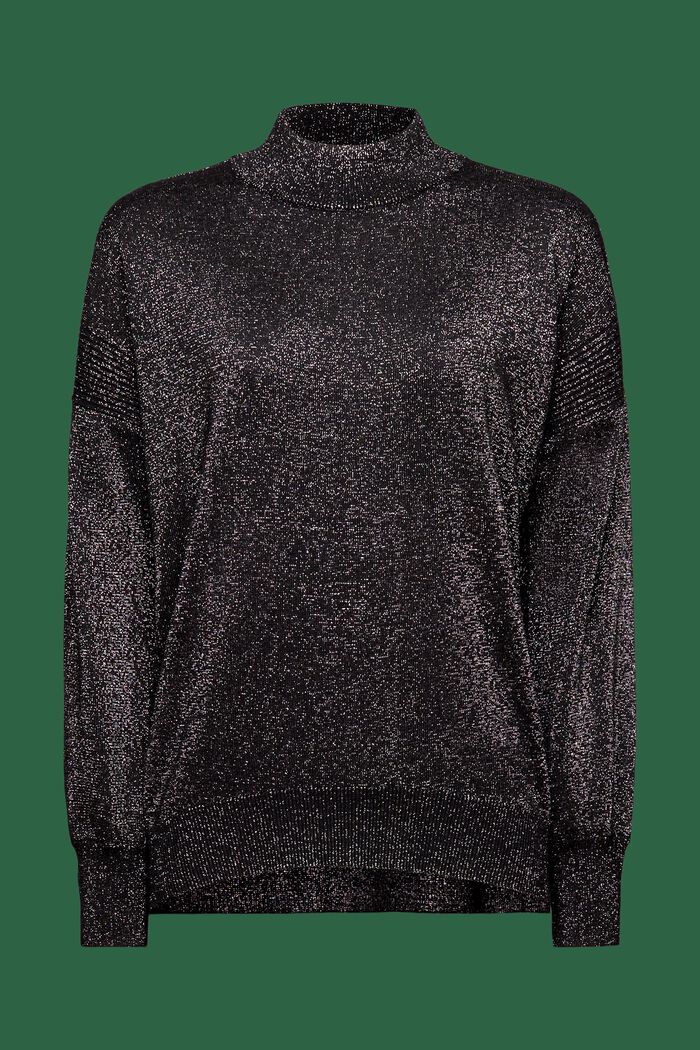 Funklende sweater med høj hals, BLACK, detail image number 6
