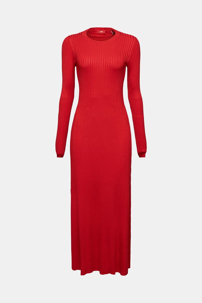 Maxi-kjole i ribstrik, DARK RED, detail image number 8