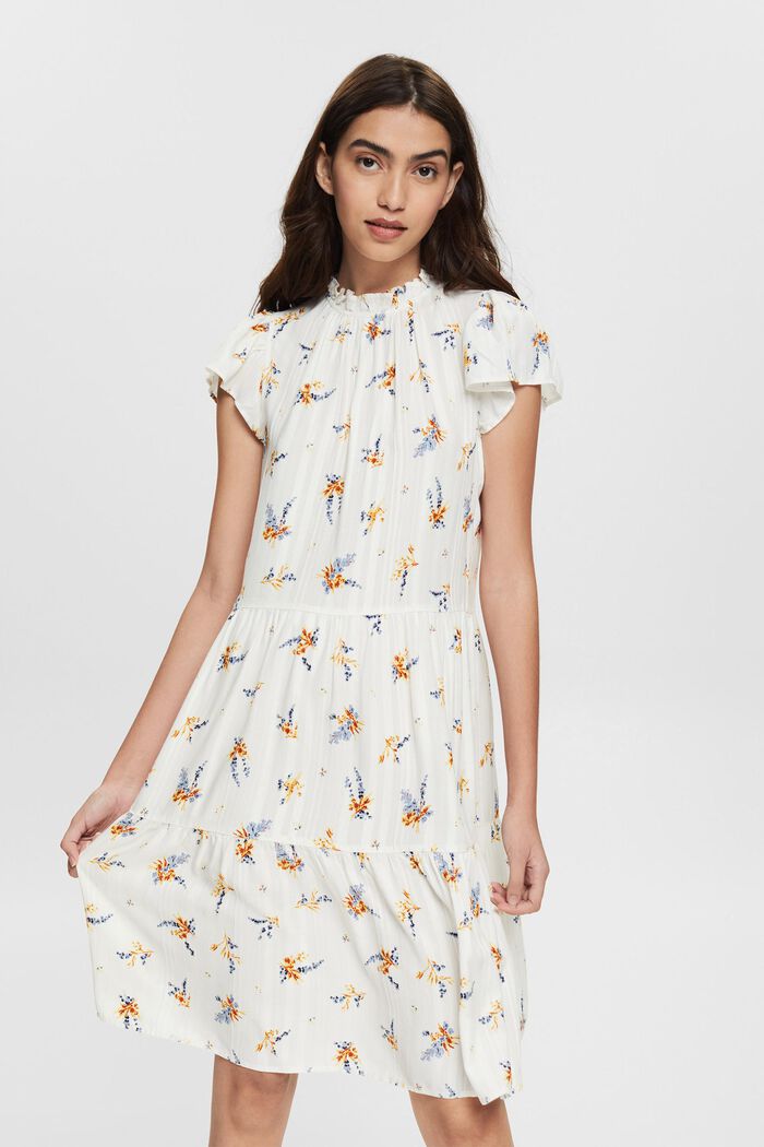 Blomstret kjole, LENZING™ ECOVERO™, OFF WHITE, detail image number 0