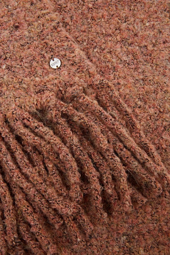 Bouclé-tørklæde med frynser og konfetti-effekt, PEACH, detail image number 1