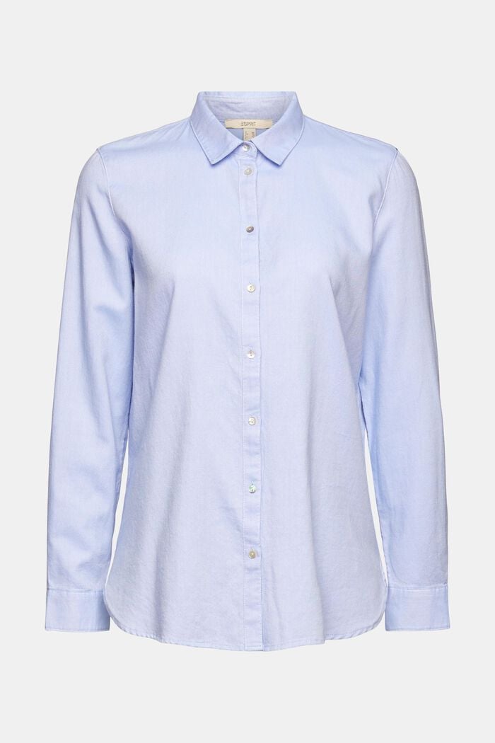 Skjortebluse af 100% bomuld, LIGHT BLUE, overview
