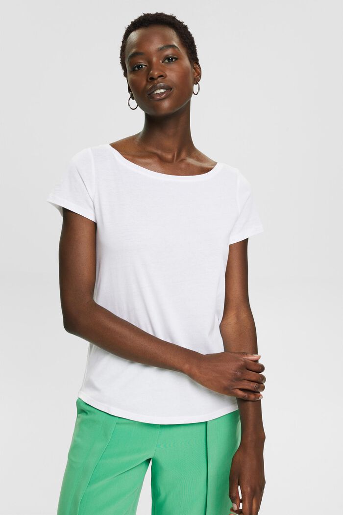 Pakke med 2 par: basis-T-shirt, økologisk bomuldsblanding, WHITE, detail image number 0