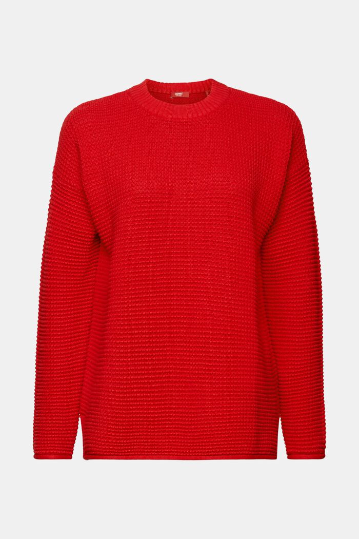 Tekstureret striksweater, DARK RED, detail image number 6