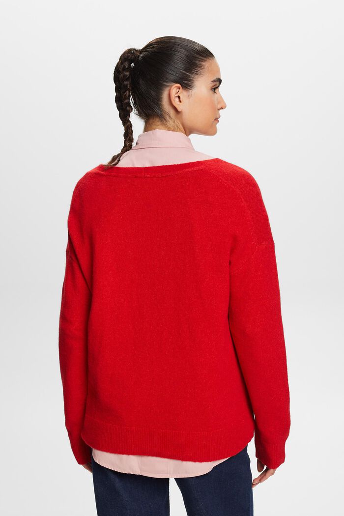 Sweater i uldmiks med V-hals, DARK RED, detail image number 3