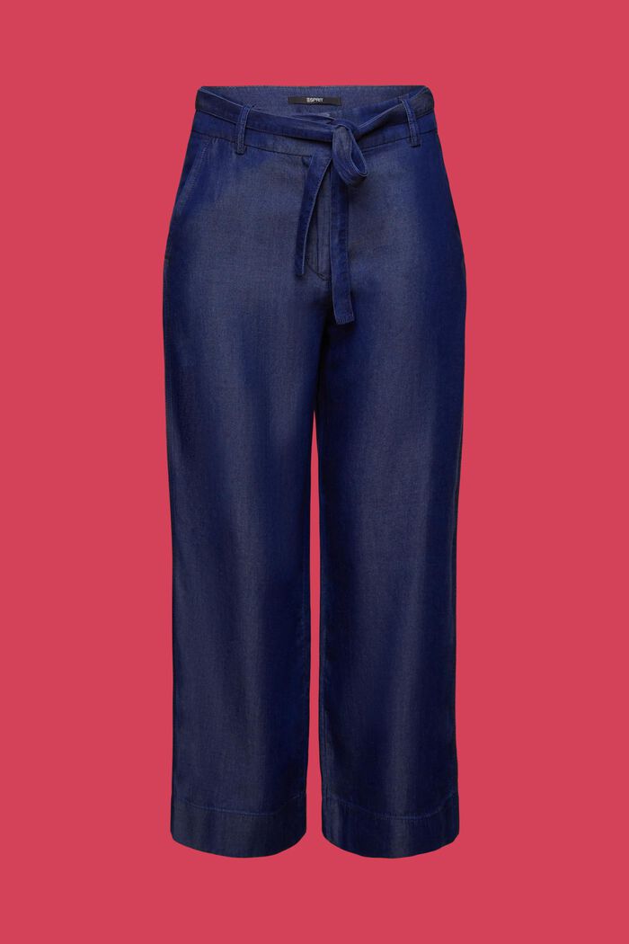 Cropped bukser med vide ben, TENCEL™, BLUE DARK WASHED, detail image number 7