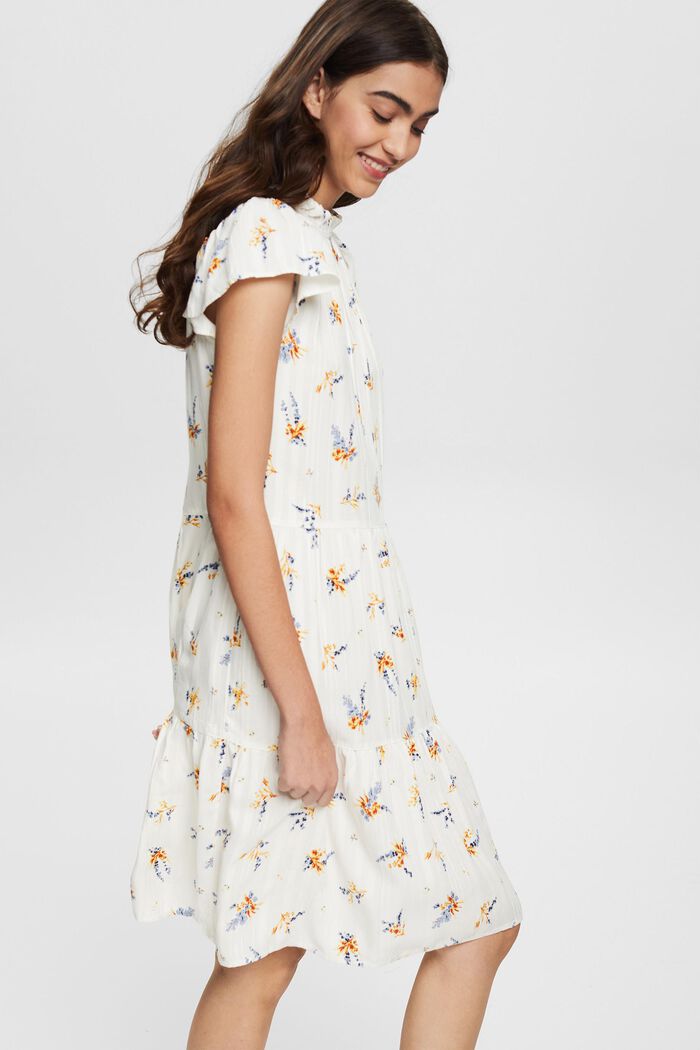Blomstret kjole, LENZING™ ECOVERO™, OFF WHITE, overview