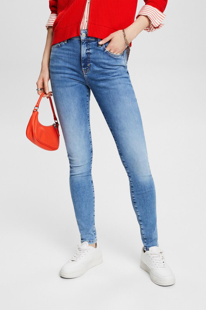 Skinny jeans med høj talje, BLUE LIGHT WASHED, detail image number 0