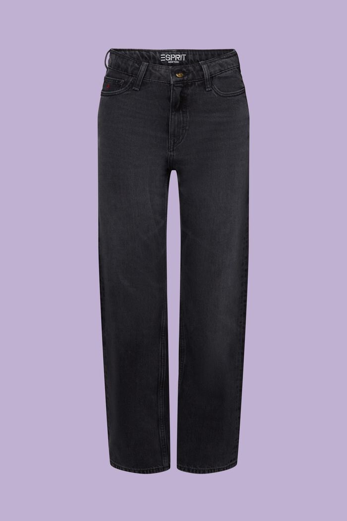 Lige retro-jeans med høj talje, GREY DARK WASHED, detail image number 6