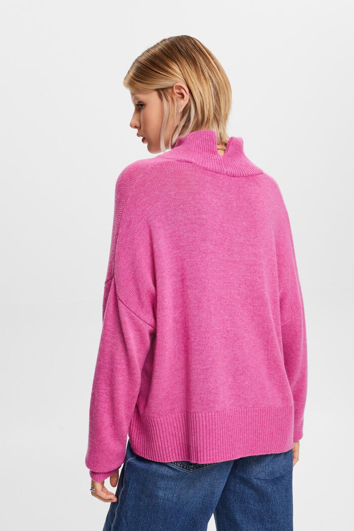 Sweater i uldmiks med høj hals, PINK FUCHSIA, detail image number 4