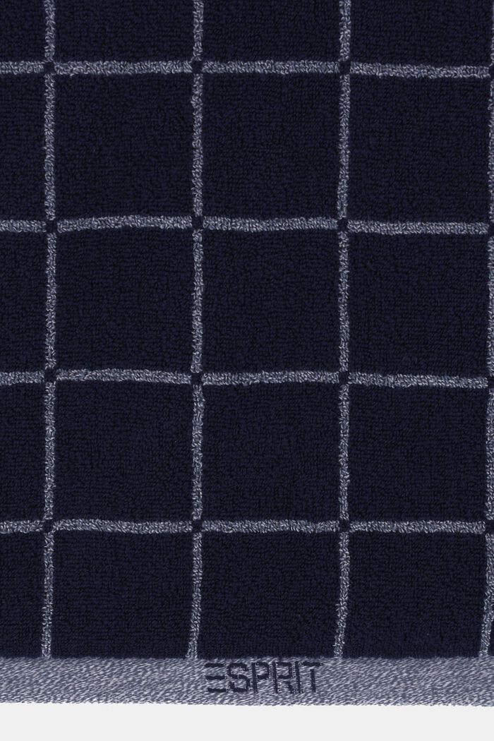 Meleret badehåndklæde med tern, NAVY BLUE, detail image number 1