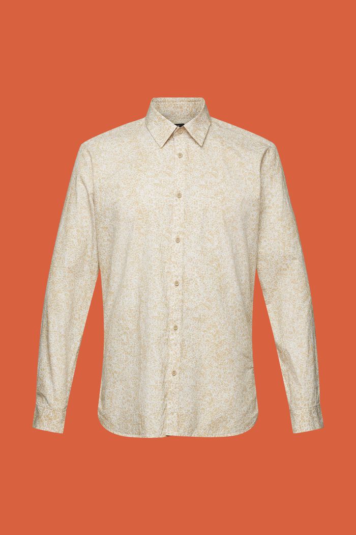 Mønstret skjorte, 100 % bomuld, SAND, detail image number 5