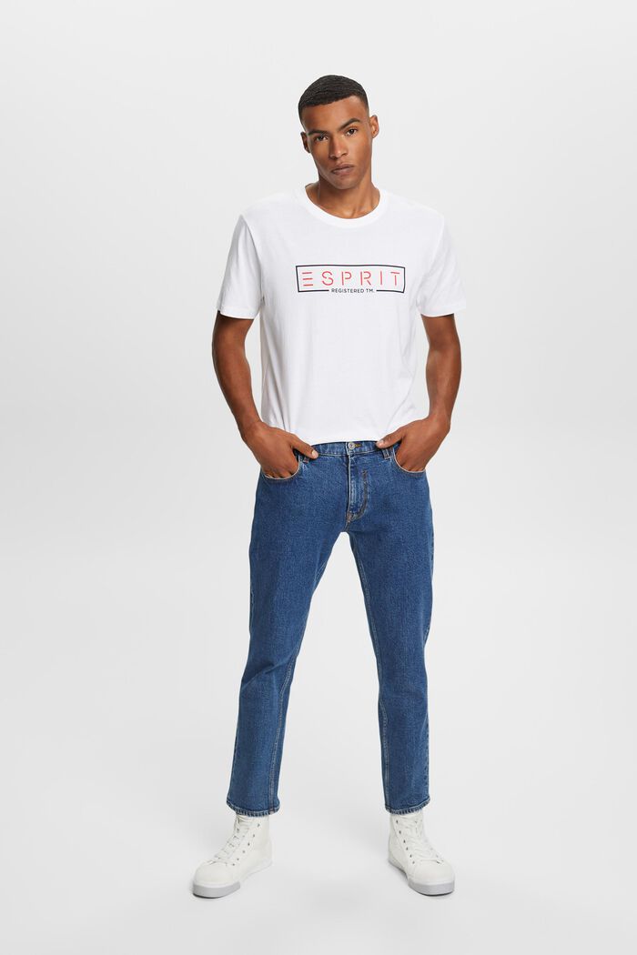 Jersey-T-shirt med logo, 100% bomuld, WHITE, detail image number 4