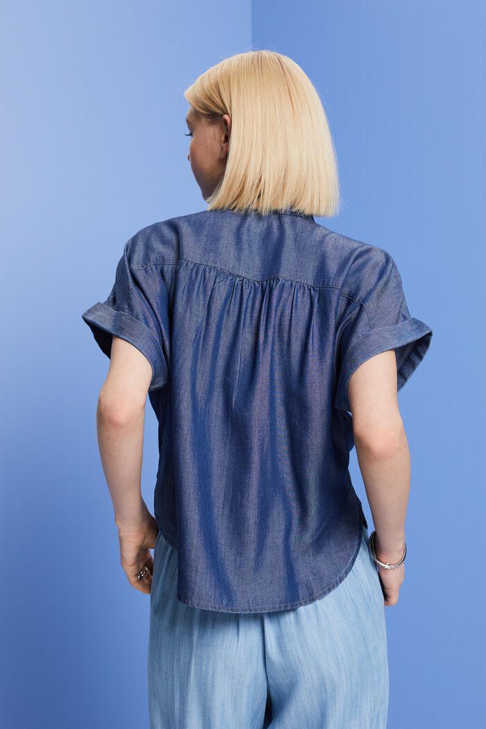 Oversized skjortebluse, TENCEL™, BLUE DARK WASHED, detail image number 3