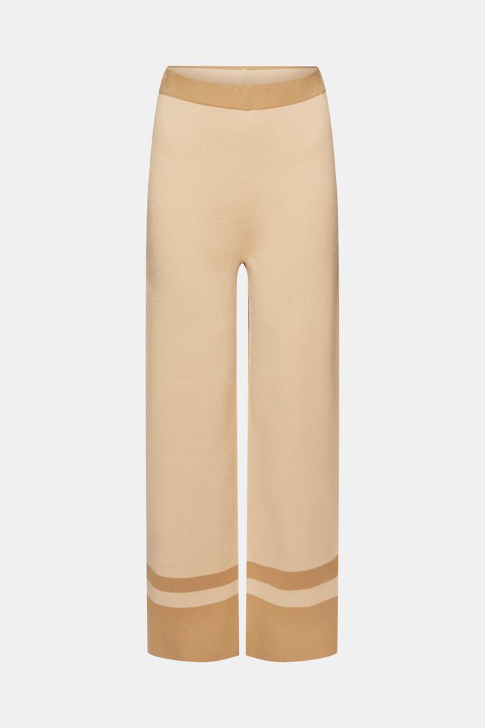 Tofarvede bukser i strik med vide ben, SAND, detail image number 6