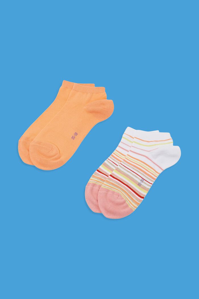 2-pak sokker i økologisk bomuld, ORANGE/WHITE, detail image number 0