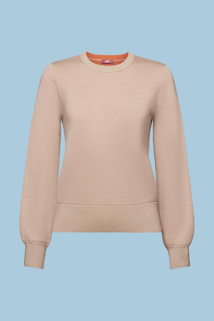 Sweater i uldmiks med rund hals, BEIGE, detail image number 6