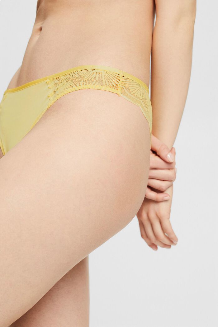 Brazilian shorts med mønstrede blonder, LIGHT YELLOW, detail image number 0
