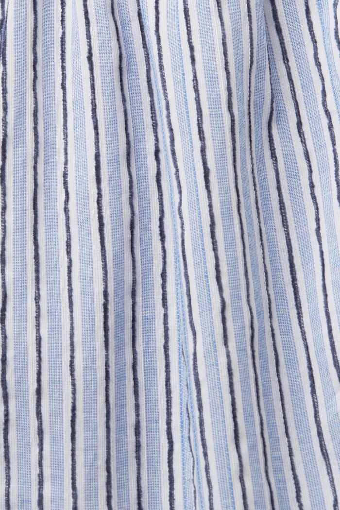 Stribet bluse med korte ærmer, 100 % bomuld, BRIGHT BLUE, detail image number 4