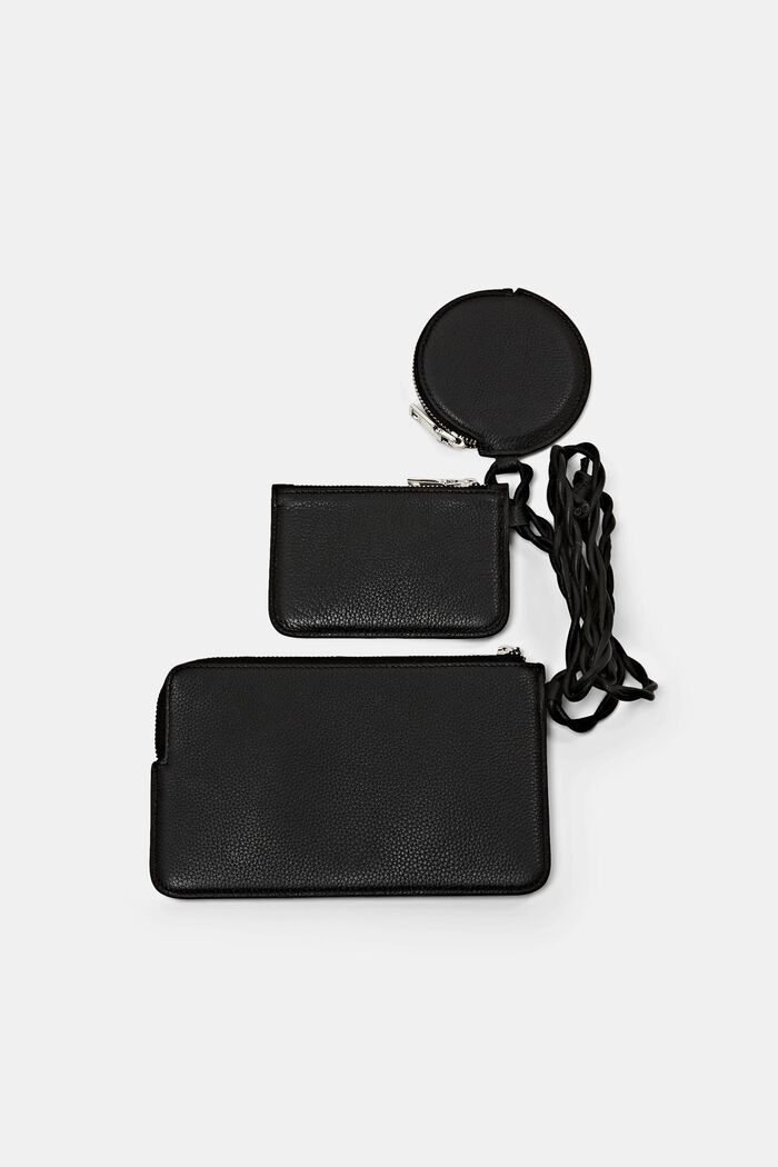 Multi pouch-pung i læder, BLACK, detail image number 2
