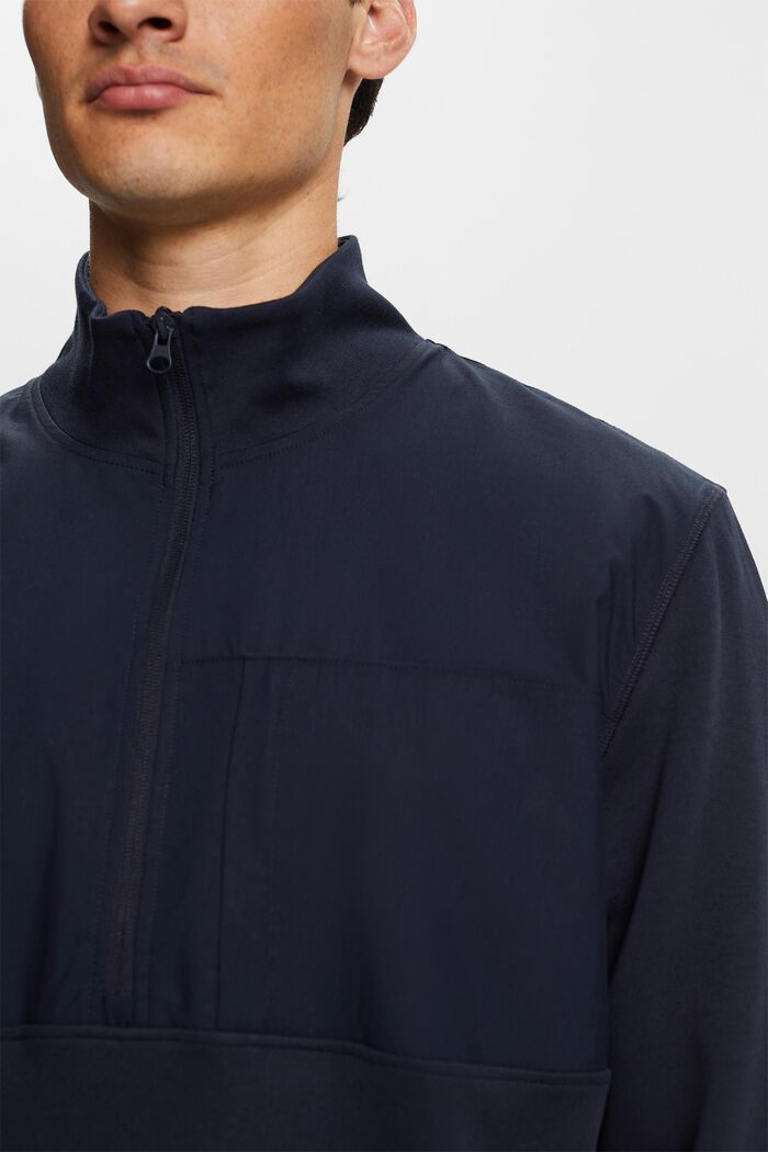 Sweatshirt i materialemiks med halv lynlås, NAVY, detail image number 2