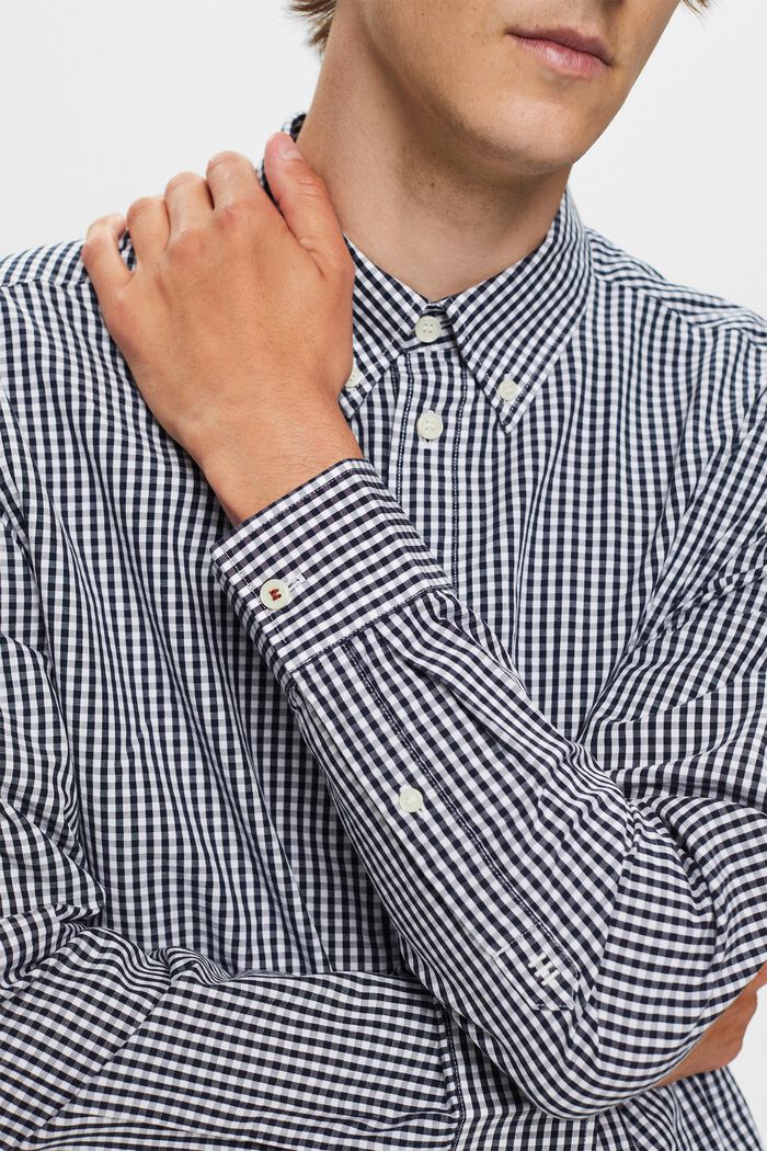 Button down-skjorte med vichytern, 100 % bomuld, NAVY, detail image number 2