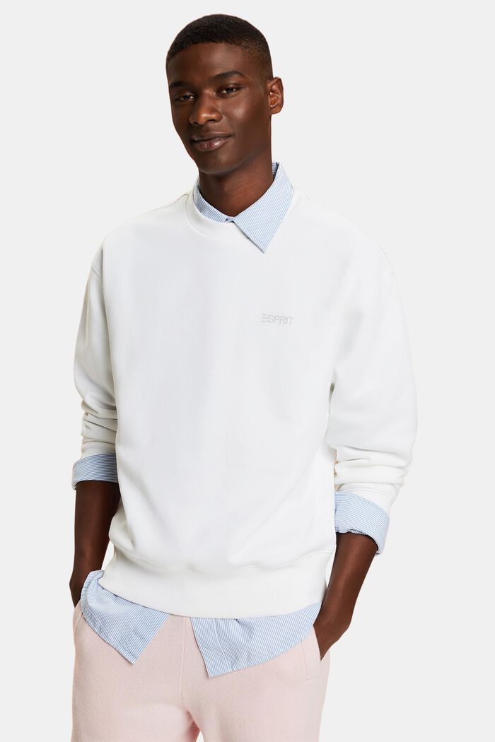 Unisex sweatshirt i fleece med logo, WHITE, detail image number 2
