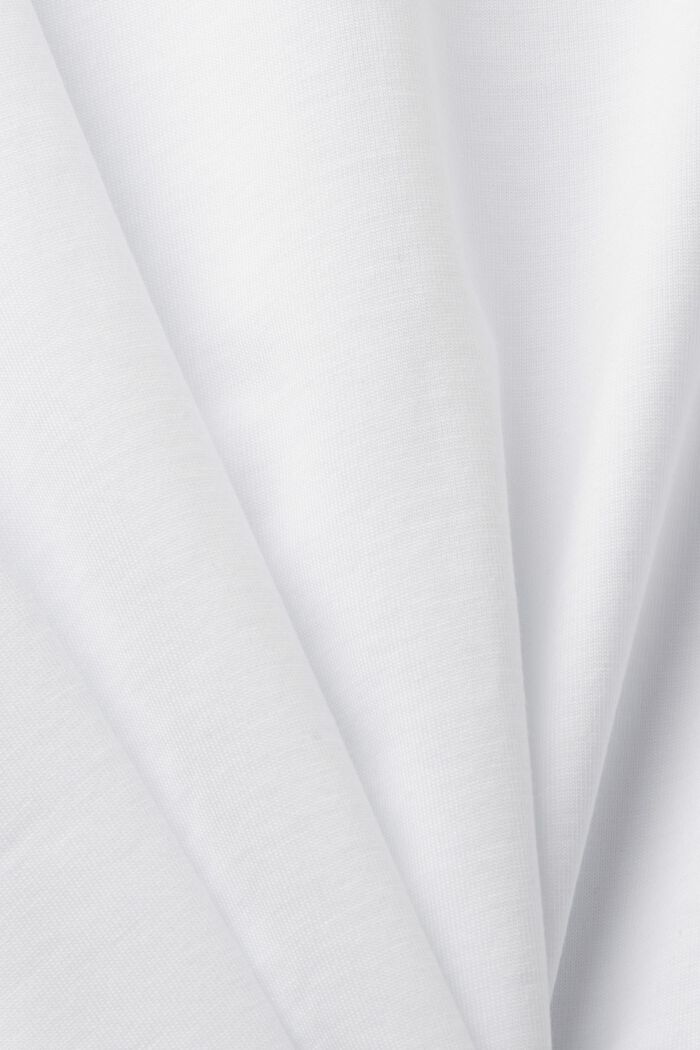 Jersey-T-shirt med V-hals, 100 % bomuld, WHITE, detail image number 6