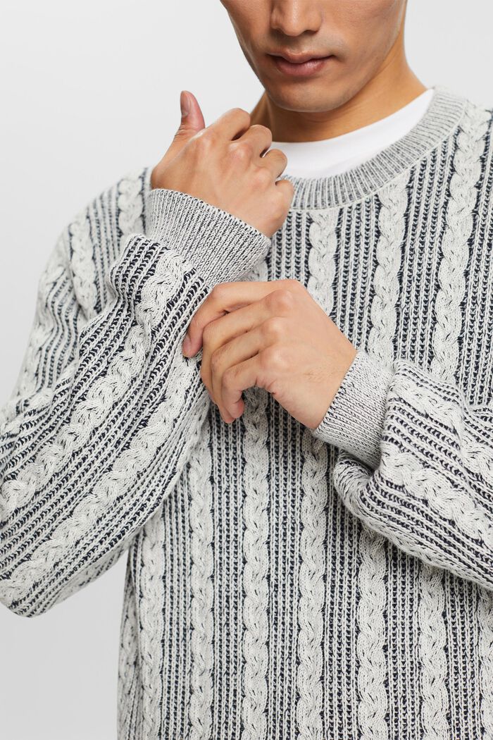 Sweater i kabelstrik med rund hals, NAVY, detail image number 2