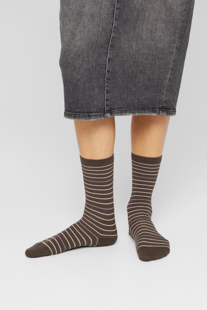 Pakke med 2 par sokker, økologisk bomuldsblanding, MILITARY, detail image number 2