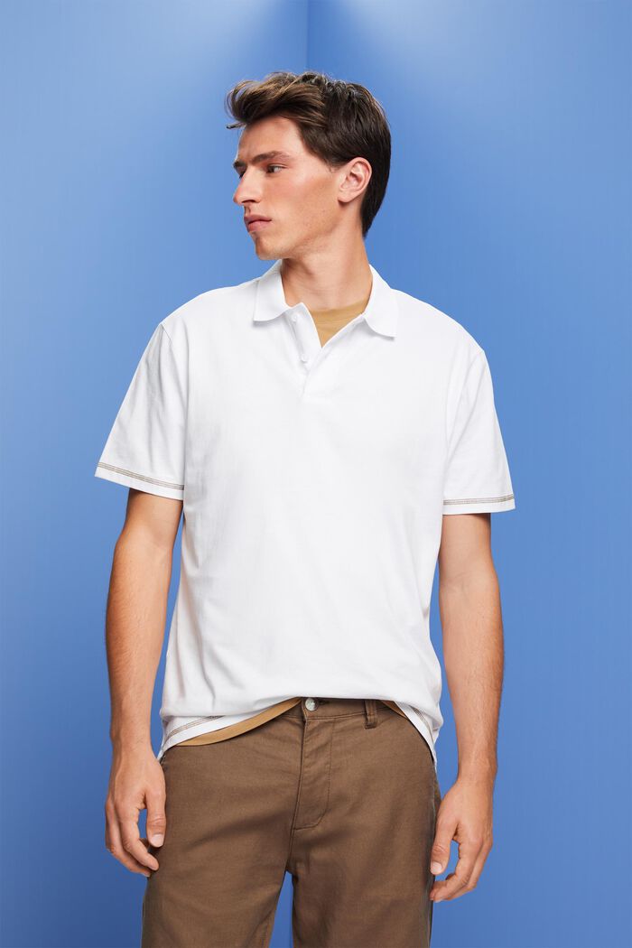 Poloshirt i jersey, 100 % bomuld, WHITE, detail image number 0