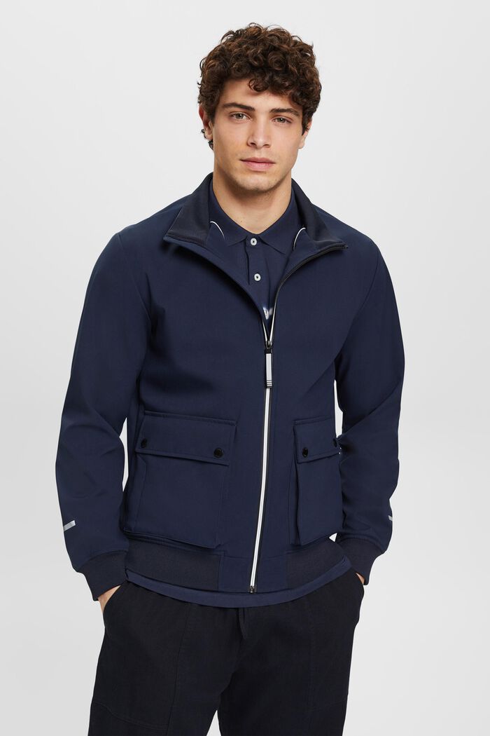 Softshell jakke med sildebensmønster, NAVY, detail image number 0