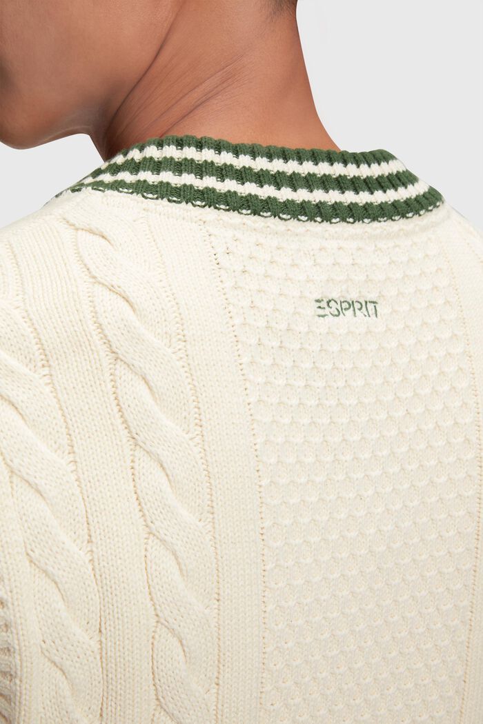 Sweatervest i college-stil, BEIGE, detail image number 3
