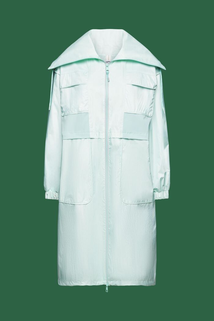 Frakke med standkrave i vandafvisende ripstop, LIGHT AQUA GREEN, detail image number 6