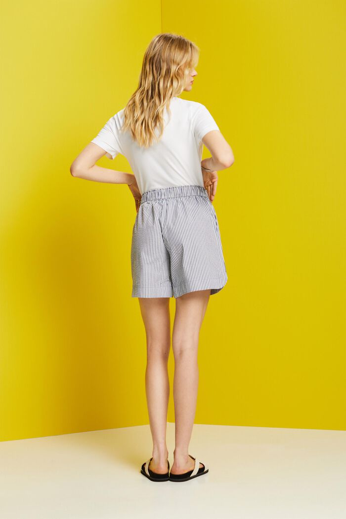 Seersucker-shorts med striber, 100 % bomuld, NAVY, detail image number 3