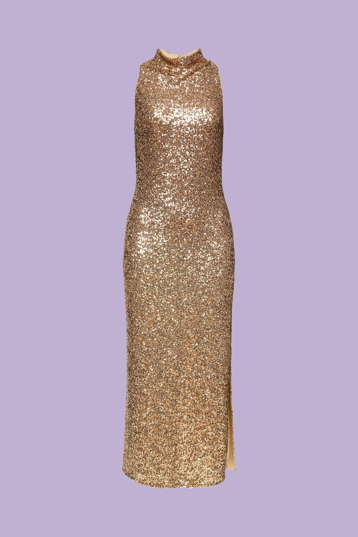 Maxi-kjole med pailletter, GOLD, detail image number 7