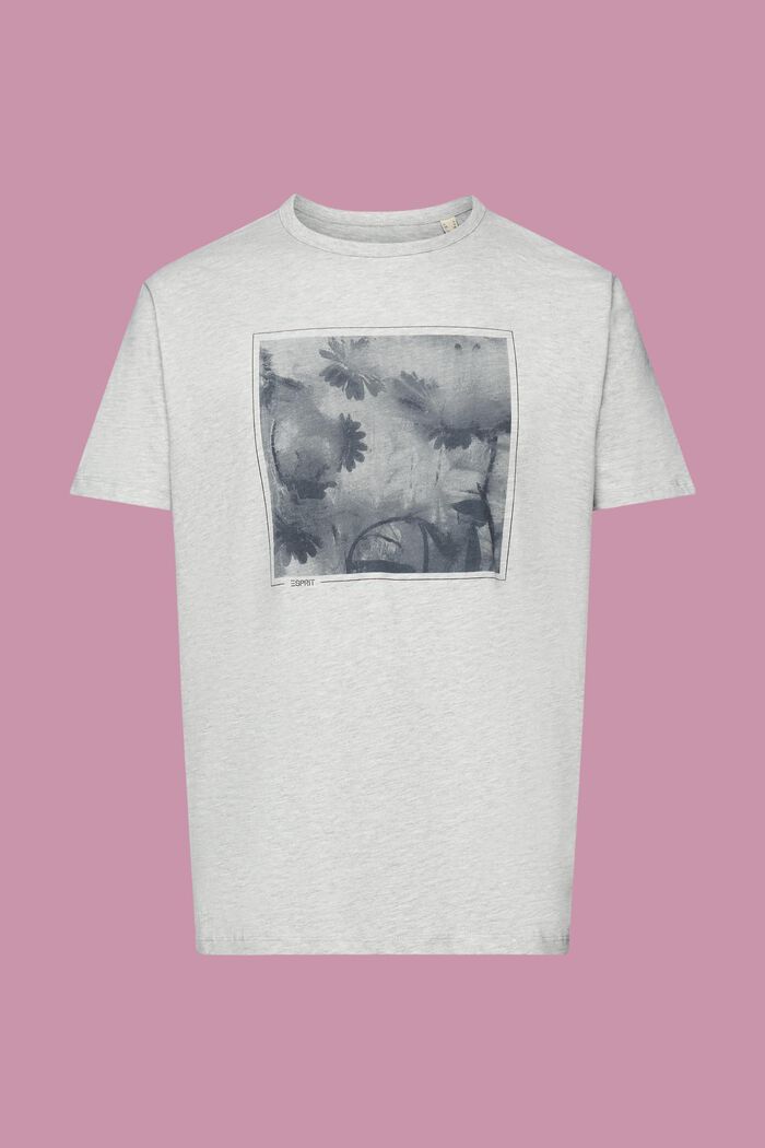 T-shirt i viskose- og bomuldsmiks med print, LIGHT GREY, detail image number 6