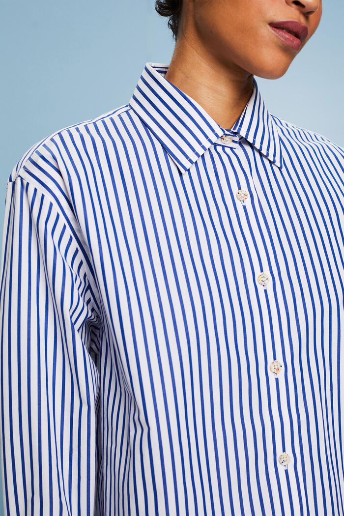 Stribet poplin-skjorte, BRIGHT BLUE, detail image number 3