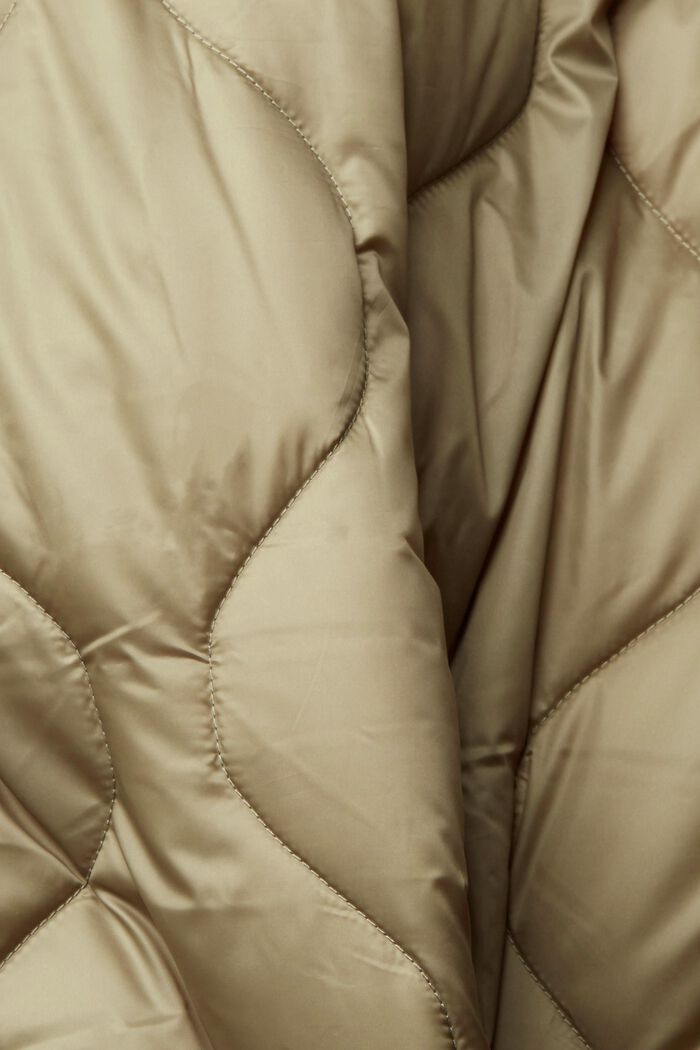 Quiltet frakke med inderside i kontrastfarve, PALE KHAKI, detail image number 5