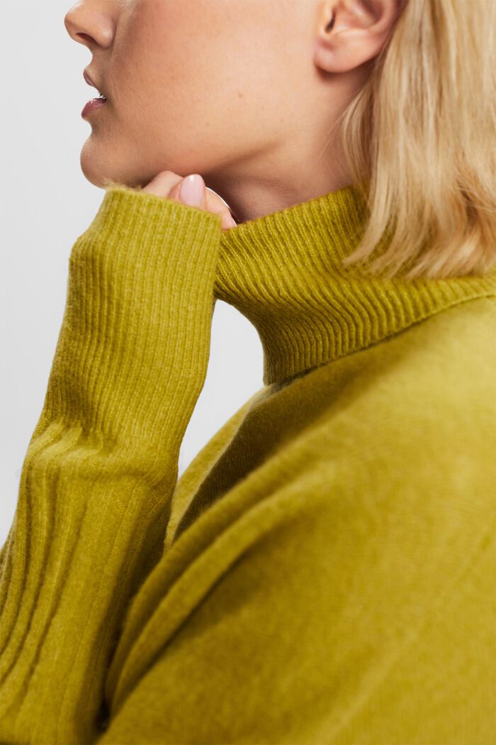 Rullekravesweater i uldmiks, PISTACHIO GREEN, detail image number 3