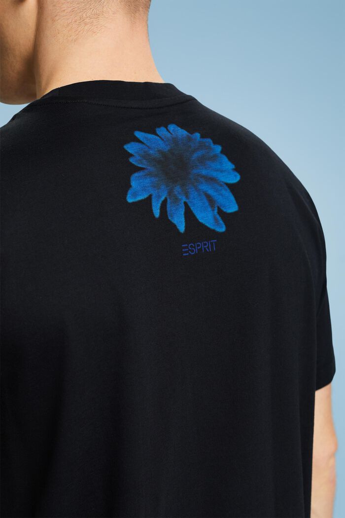 T-shirt i pimabomuld med print, BLACK, detail image number 4
