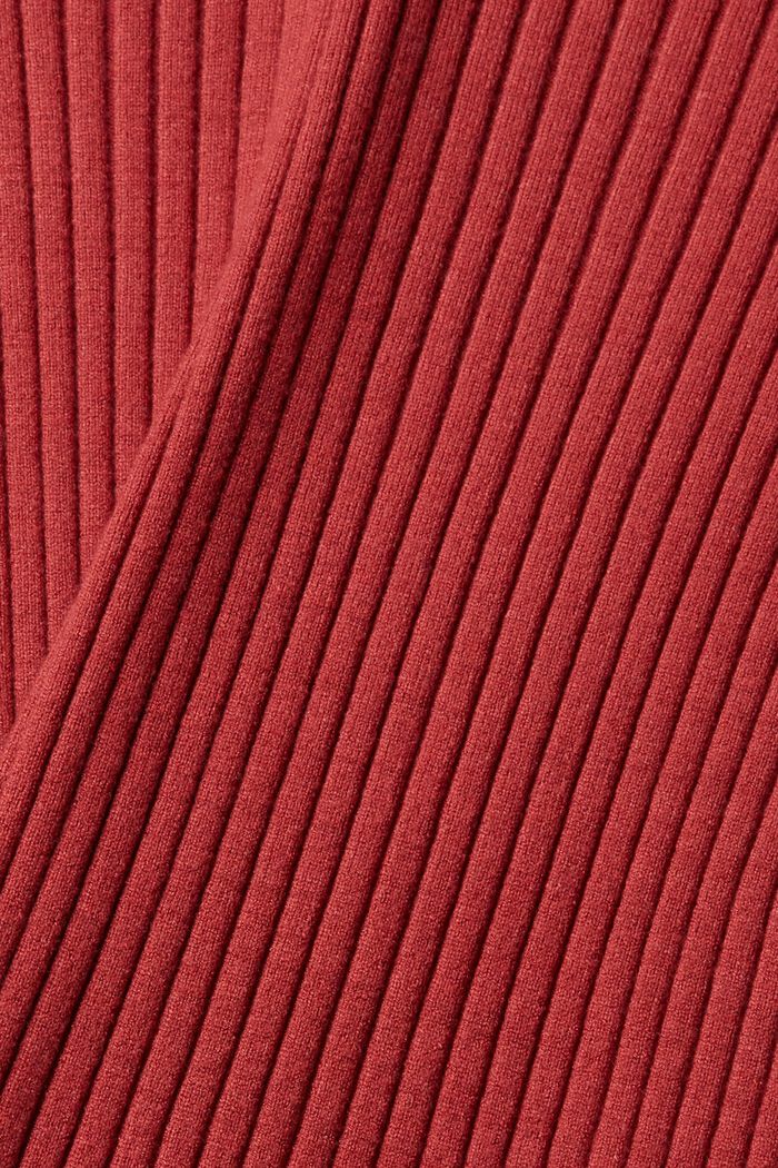 Ribstrikket sweater med rullekrave, TERRACOTTA, detail image number 4