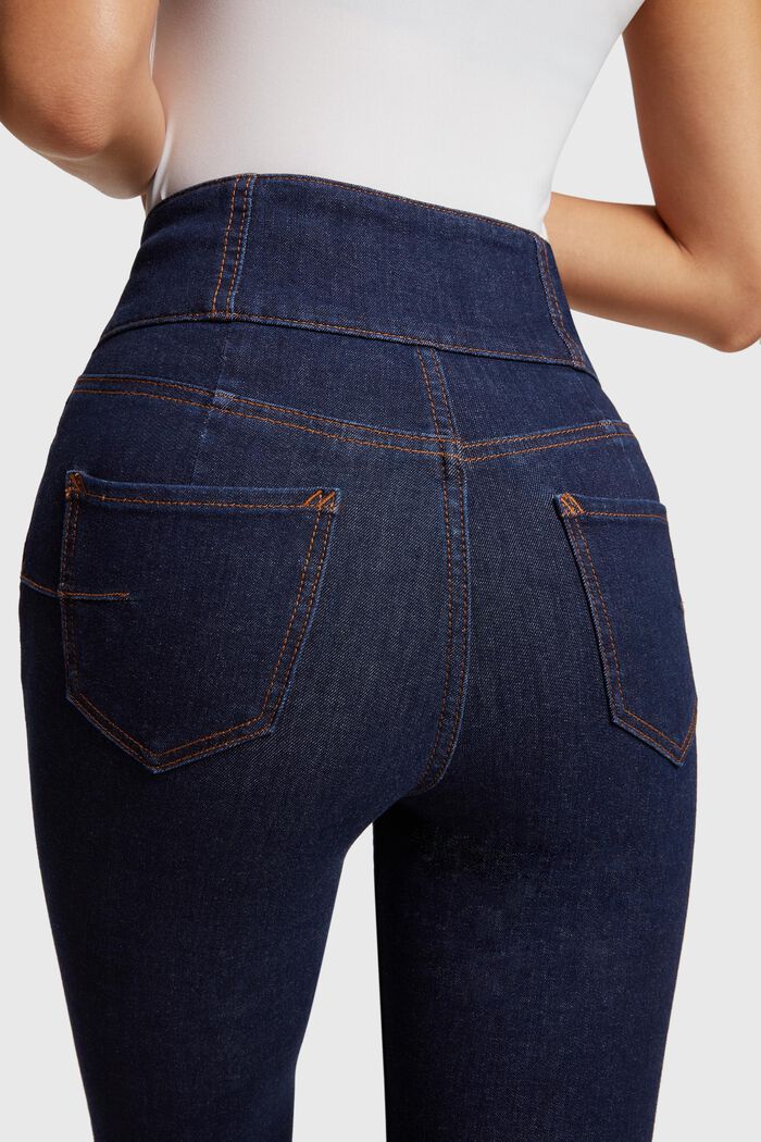 Body Contour: Skinny jeans med høj talje, BLUE DARK WASHED, detail image number 3