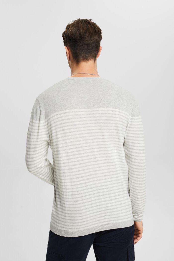 Stribet sweater i bomuld, LIGHT GREY, detail image number 2