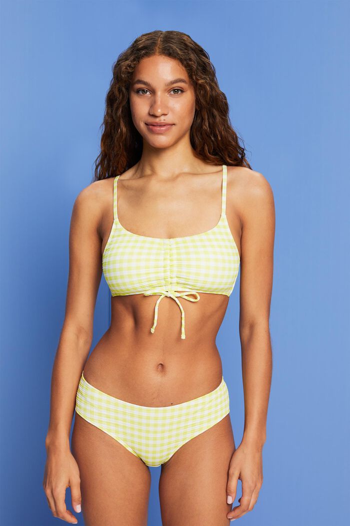 Genanvendt: tekstureret bandeau-bikinitop, LIME YELLOW, detail image number 0