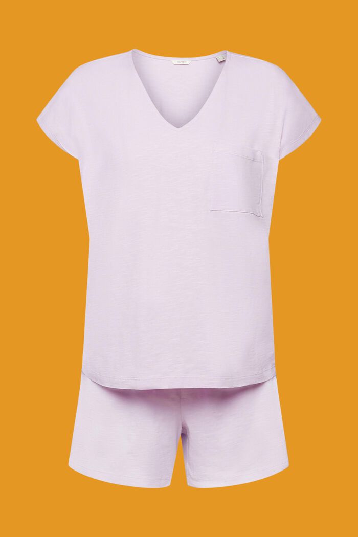 Pyjamas med shorts i slub-bomuld, VIOLET, detail image number 5