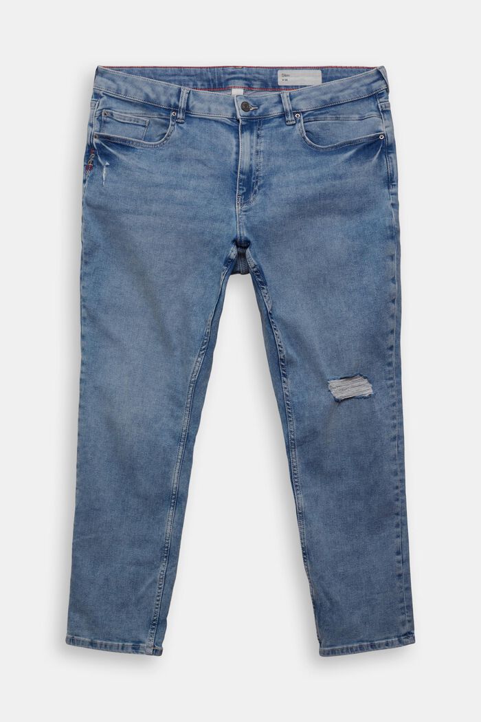 CURVY-jeans med destroyed-effekter