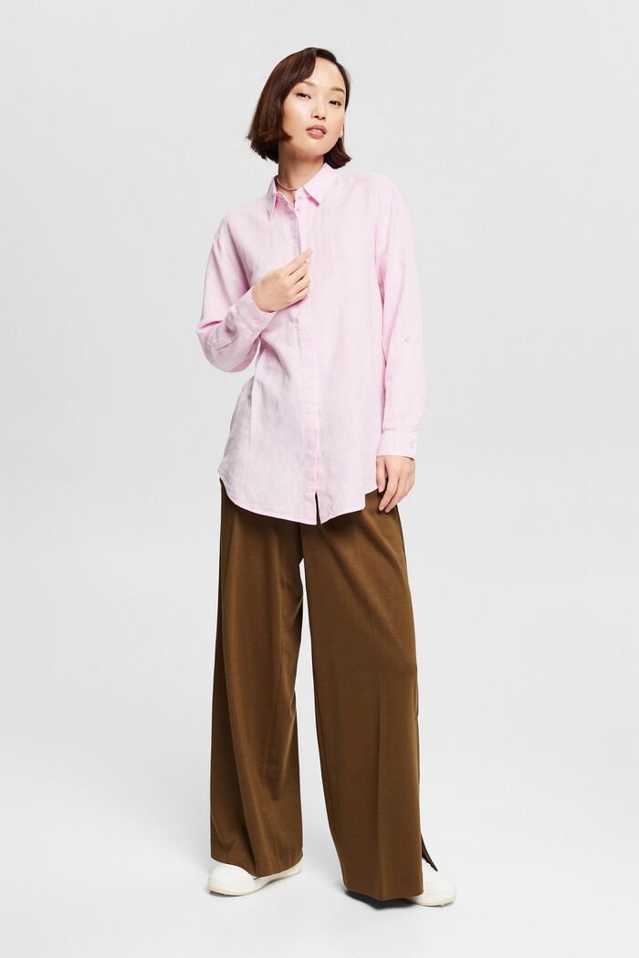 Oversized bluse i hørmiks, PINK, detail image number 6