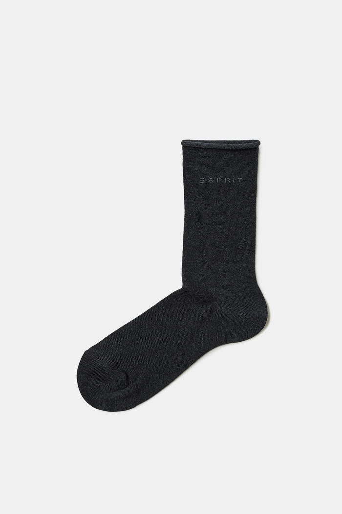Pakke med 2 par sokker i groft strik, ANTHRACITE MELANGE, detail image number 0
